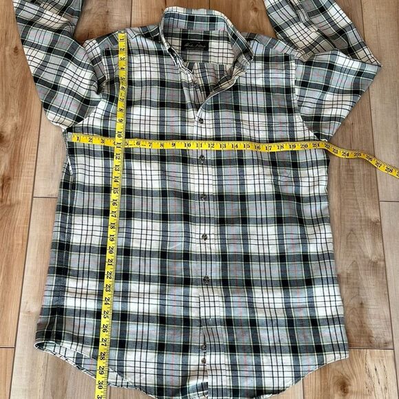 Orvis Mens Long Sleeve Button Down Shirt Cotton-Flannel Plaid Green/Cream Large - Picture 4 of 10